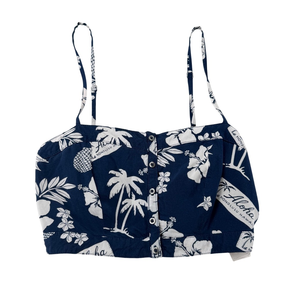 Hollister Hawaiian Tropical Crop Top Bustier 100% Viscose Womens XS Aloha Y2K
